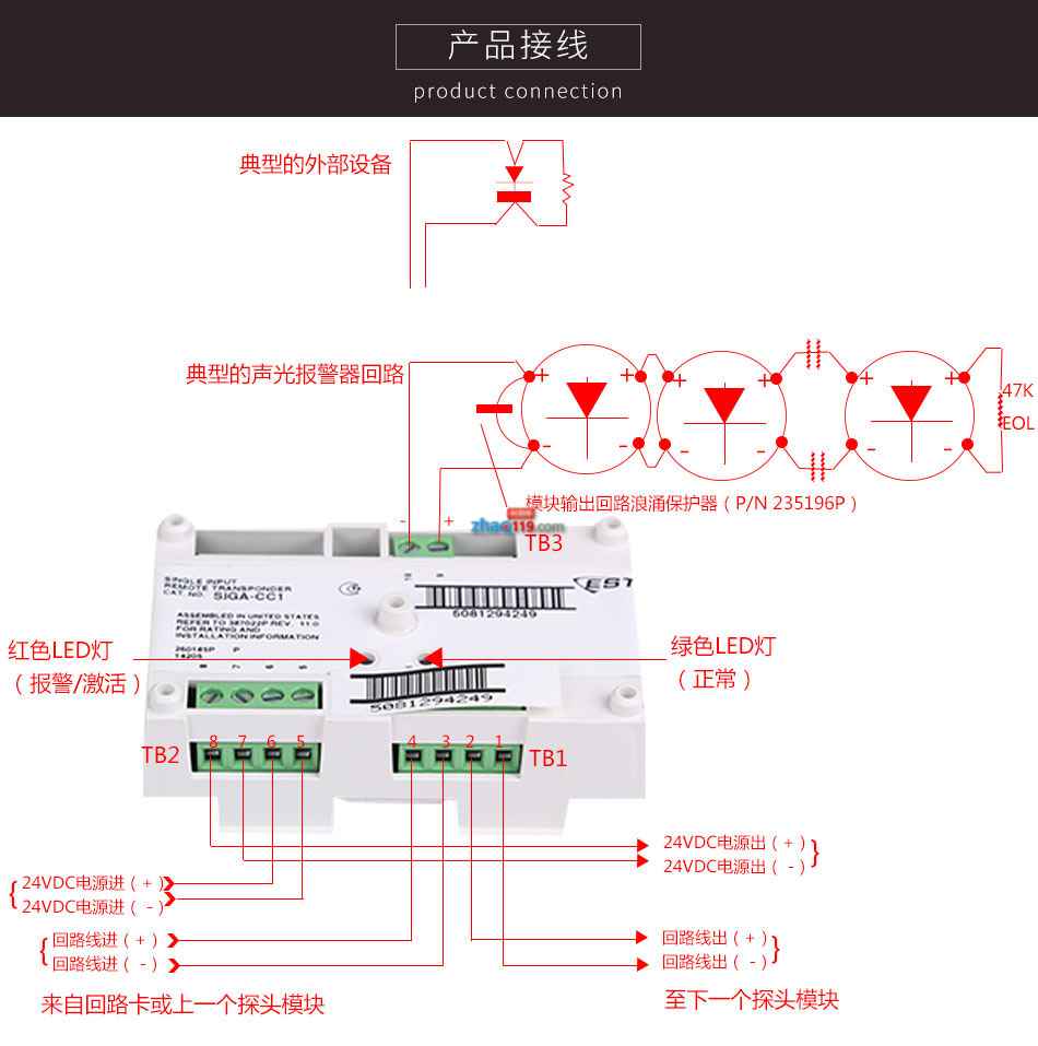 SIGA-CC1控制模块产品接线图